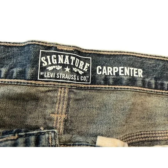 Levi Strauss Signature Workwear Carpenter Blue Jeans Sz 42x30 Vintage - Picture 4 of 12